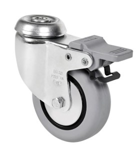 RUEDA GIRAT. PLETINA Ø 100 GOMA GRIS FRENO 1-0303 70Kg