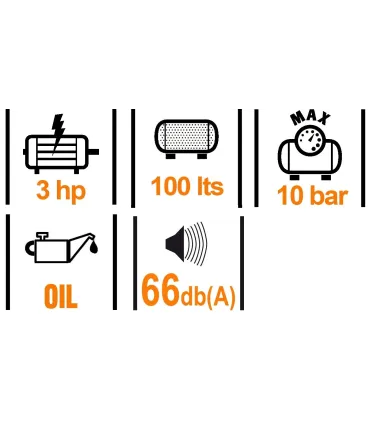 COMPRESOR NUAIR B2800B/100 CT3 3CV 100LTS 10BAR TRIFASICO