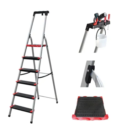 ESCALERA ALUMINIO TIJERA 6 peld. + bandeja