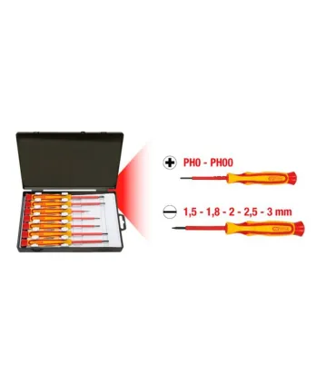 Destornillador de precisión con aislamiento protector para tornillos de estrella PH, juego de 7 pzs