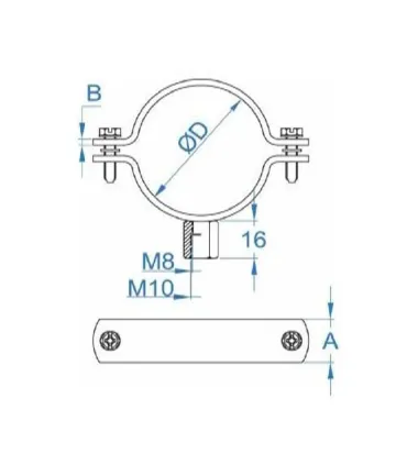 ABRAZADERA REFORZADA ZINCADA M8+M10 Ø 125MM