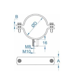 ABRAZADERA REFORZADA ZINCADA M8+M10 Ø 90MM