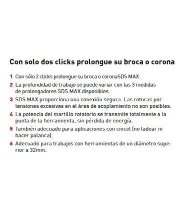 EXTENSION HEMBRA P/BROCA MARTILLO SDS-MAX 750mm