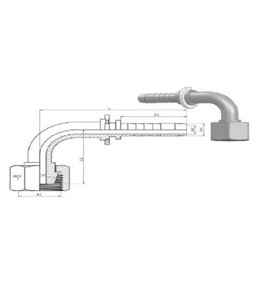 HEMBRA GIRATORIA 90º MÉTRICA CONO24º/60º  Ø 12L  M18X1.5 DN 5/16"