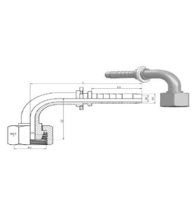HEMBRA GIRATORIA 90º MÉTRICA CONO24º/60º  Ø 15L  M22X1.5 DN 3/8"