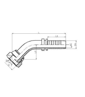 HEMBRA GIRATORIA 45º MÉTRICA CONO24º/60º  Ø 12L  M18X1.5 DN 5/16"