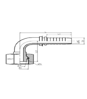 HEMBRA GIRATORIA MÉTRICA 90° SERIE FRANCESA Ø 21,2 M30X1,5 DN 5/8"