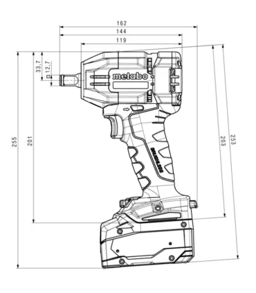 LLAVE IMPACTO METABO SSW18 LTX BL 550Nm C/2 BAT LiHD 18V 4Ah