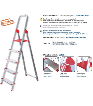 ESCALERA GAYNER ALUM.TIJERA 6 Peld+Barand