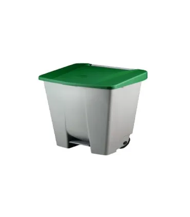CONTENEDOR 60L. C/PEDAL + RUEDAS TAPA VERDE