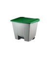 CONTENEDOR 60L. C/PEDAL + RUEDAS TAPA VERDE