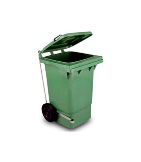 CONTENEDOR 60L. C/PEDAL + RUEDAS TAPA VERDE