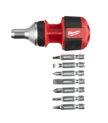 DESTORNILLADOR CORTO CARRACA HEX 1/4 +7 PUNTAS MILWAKEE