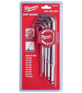 J. LLAVES ALLEN BOLA LARGA 9pcs 1,5-10mm MILWAKEE