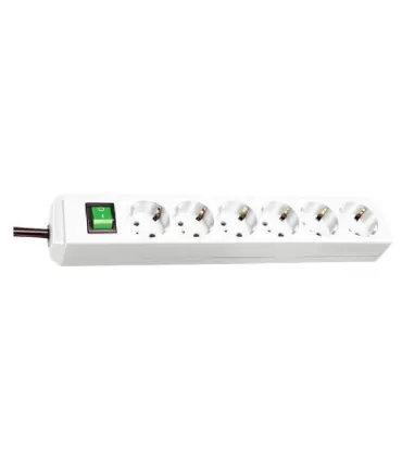 BASE MULTIPLE 6 ENCHUFES + PULSADOR CABLE 3MT BLANCO