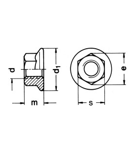 TUERCA C/ARANDELA 6923 ZINC. M8 MOLETEADA