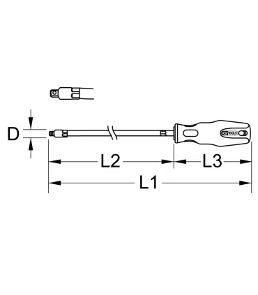 DESTORNILLADOR FLEXIBLE 1/4" LARGO 500MM