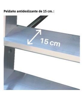 ESCALERA ALUMINIO ALMACEN 3 PELDAÑOS ALT.TRABAJO 2,54Mt. PLEGABLE