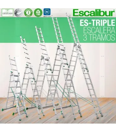ESCALERA ALUM. TRANSF. 3 TRAMOS 12+12+12 PELDAÑOS