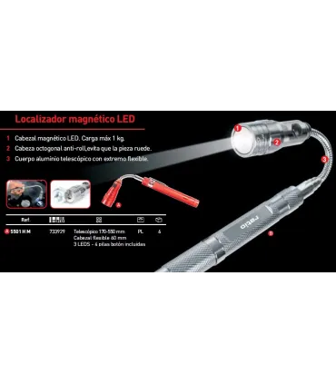 LINTERNA 3 LEDS Y DEDO MAGNETICO FLEXIBLE