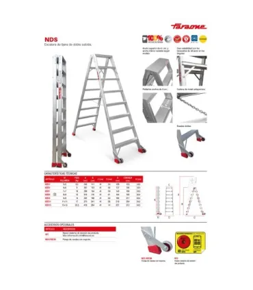 ESCALERA TIJERA DOBLE 8+8 PELDAÑOS ANCHO ALTURA: TJO 3,0M PLEG 1,90MT