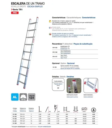 ESCALERA ALUM 1 TRAMO 8 PELD 2,50Mt