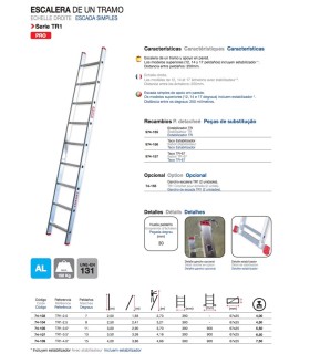 ESCALERA ALUM 1 TRAMO 10 PELD 3,00Mt