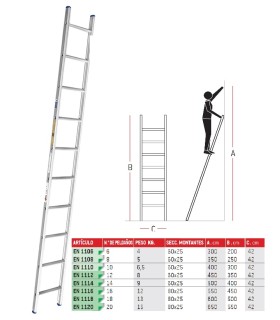 ESCALERA ALUM 1 TRAMO 10 PELD 3,00Mt