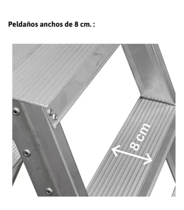 ESCALERA TIJERA DOBLE 5+5 PELDAÑOS ANCHO ALTURA: TJO 2,3M PLEG 1,20MT
