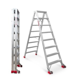 ESCALERA TIJERA DOBLE 6+6 PELDAÑOS ANCHO ALTURA: TJO 2,6M PLEG 1,5MT
