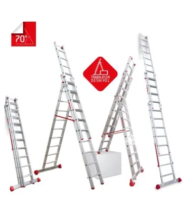 ESCALERA TRANSF. 3 TRAMOS 14+15+15 TIJ.TJO 8,5 EXT.10,5Mt PELDAÑO ANCHO