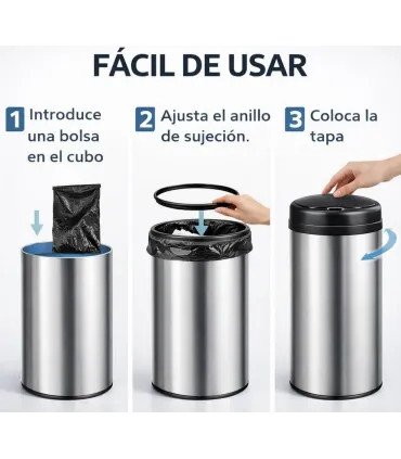 CUBO/ PAPELERA INOX 50 LTS APERTURA AUTOMATICA