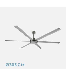 VENTILADOR TECHO Ø305CM C/TEMPORIZADOR 6 VEL.55W COLOR PLATA