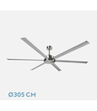 VENTILADOR TECHO Ø305CM C/TEMPORIZADOR 6 VEL.55W COLOR PLATA