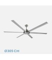 VENTILADOR TECHO Ø305CM C/TEMPORIZADOR 6 VEL.55W COLOR PLATA