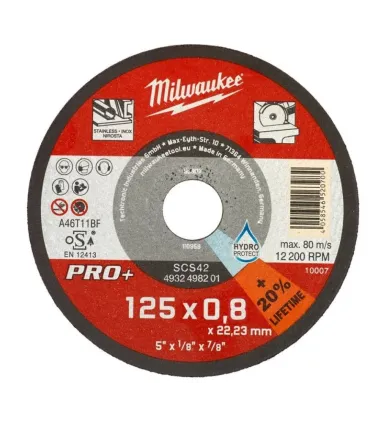 **K** CAJA 50 DISCOS 125x0,80x22 MILWAUKEE CORTE METAL EXTRA FINO