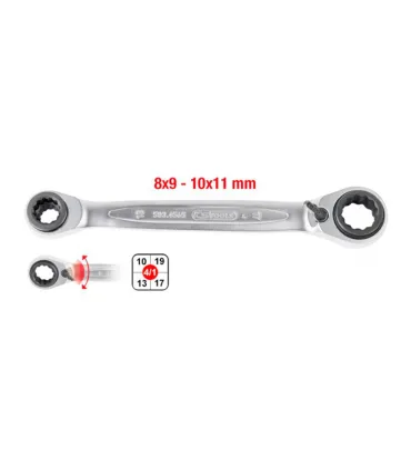 LLAVE CARRACA 4 EN 1 8x10x12x13 L 150mm