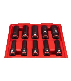 JUEGO 10 VASOS IMPACTO 1/2" MILWAUKEE 10-24mm