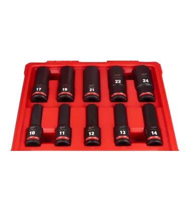 JUEGO 10 VASOS IMPACTO 1/2" MILWAUKEE 10-24mm