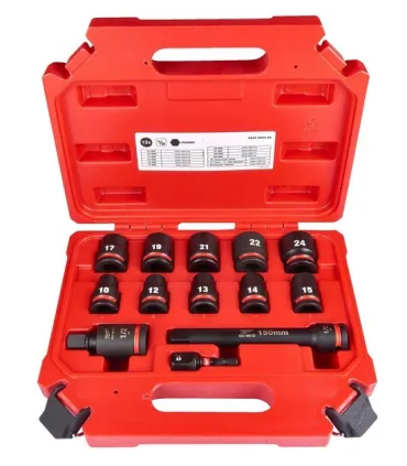 JUEGO 13 VASOS IMPACTO 1/2" MILWAUKEE 10-24mm CORTOS