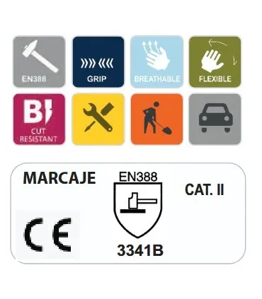 GUANTE PU CAT. II ANTICORTE Nivel 3 T-8/M 3341B