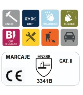 GUANTE PU CAT. II ANTICORTE Nivel 3 T-10/XL 3341B