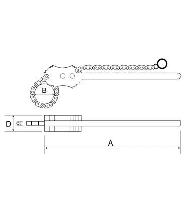 LLAVE DE CADENA 8" Ø 220mm L  1.200mm S.EGO
