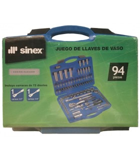 MALETA 94 pcs VASOS SINEX 1/2"+ 1/4" Carracas 72 dientes