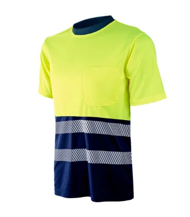 CAMISETA M/CORTA COMBINADA AZUL - AMARILLA ALTA VISIBILIDAD C/ REFLECTANTE SEGMENTADO T. XL