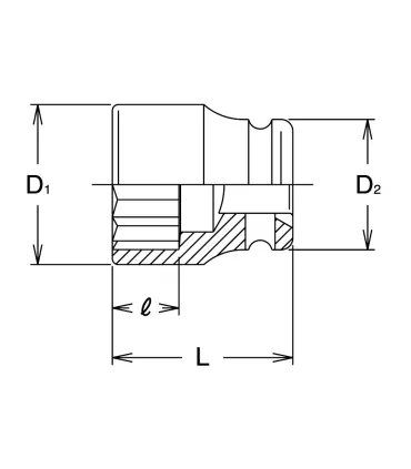LLAVE VASO IMPACTO 3/4" 17 mm. 12 CANTOS