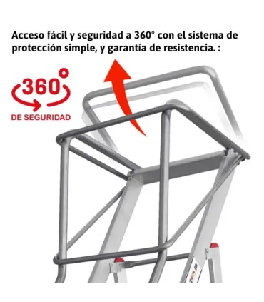 ESCALERA ALUMINIO ALMACEN 4 PELDAÑOS ALT. TRABAJO 2,78Mt. PLEGABLE