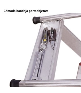 ESCALERA ALUMINIO ALMACEN 5 PELDAÑOS ALT. TRABAJO 3 Mt. PLEGABLE