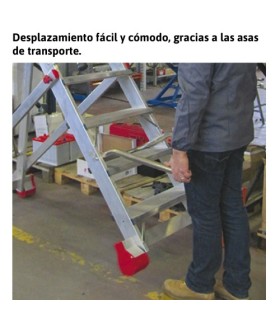 ESCALERA ALUMINIO ALMACEN 5 PELDAÑOS ALT. TRABAJO 3 Mt. PLEGABLE