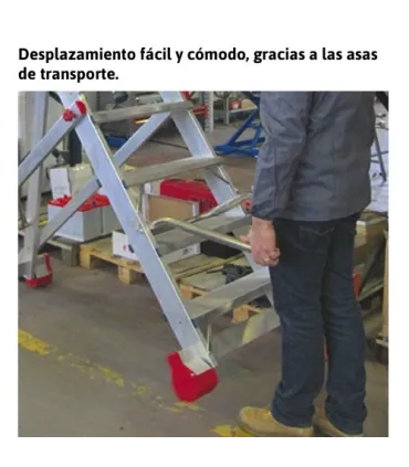 ESCALERA ALUMINIO ALMACEN 5 PELDAÑOS ALT. TRABAJO 3 Mt. PLEGABLE